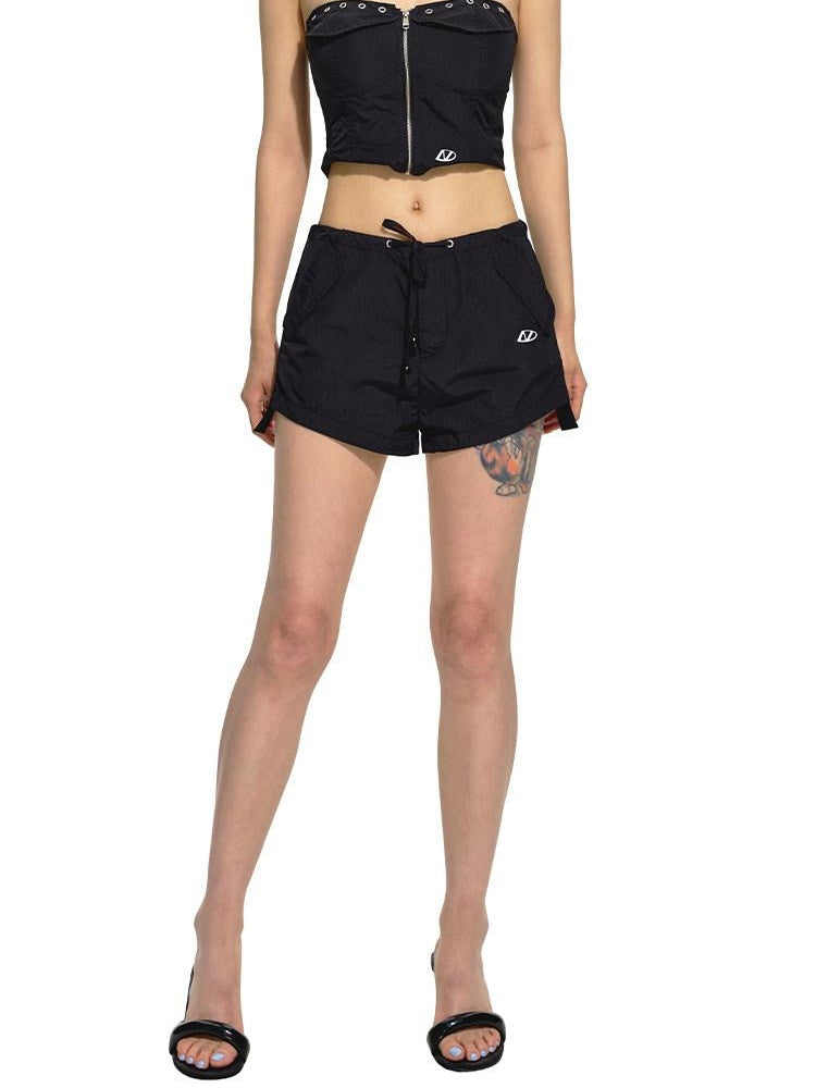 NAWSNOTAWEAR Lightweight Stretch Nylon Commuter Tailored Office Mercury Gray Mini Shorts