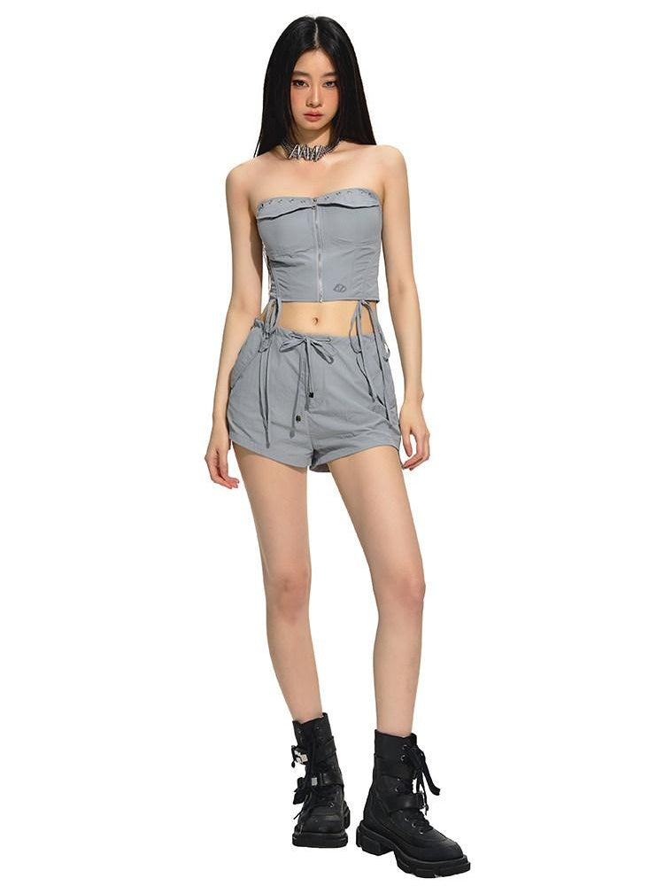 NAWSNOTAWEAR Lightweight Stretch Nylon Commuter Tailored Office Mercury Gray Mini Shorts