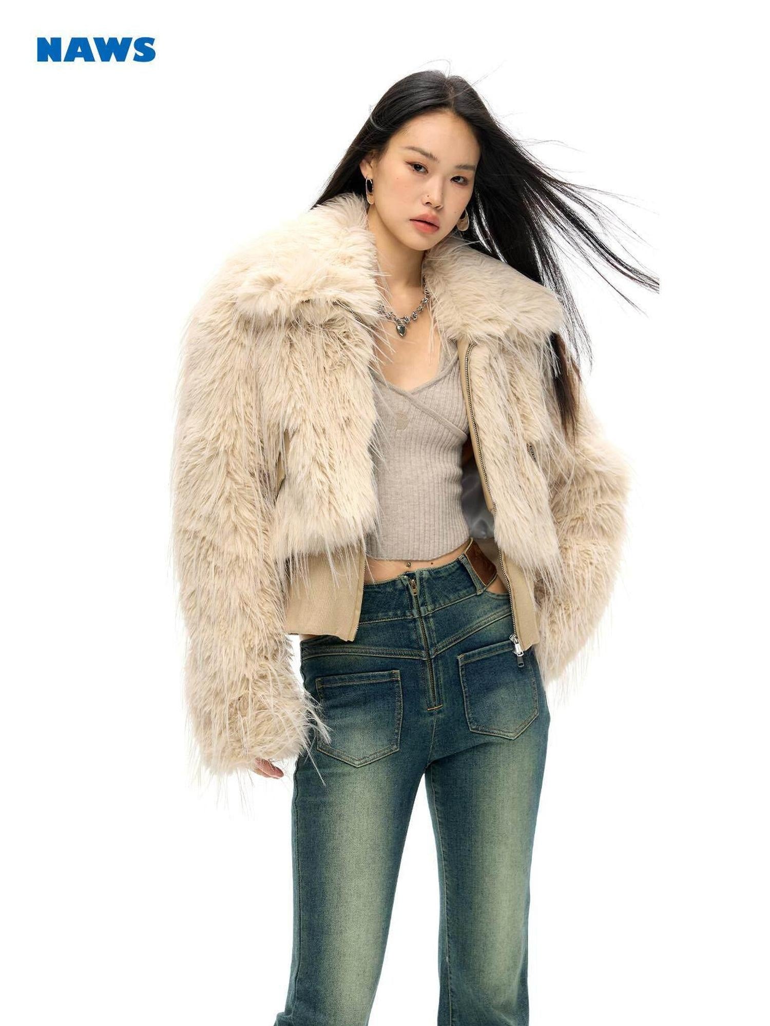NAWSNOTAWEAR Lightweight Tailored Slim Fit Chic Reed Apricot Outerwear Leather Jackets