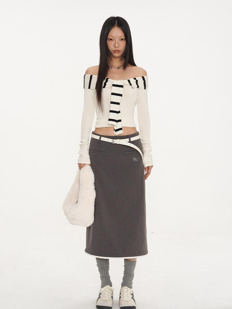 NAWSNOTAWEAR Lined Stretch Viscose Blend Mid Waist Pencil Straight Office Casual Midi Skirts