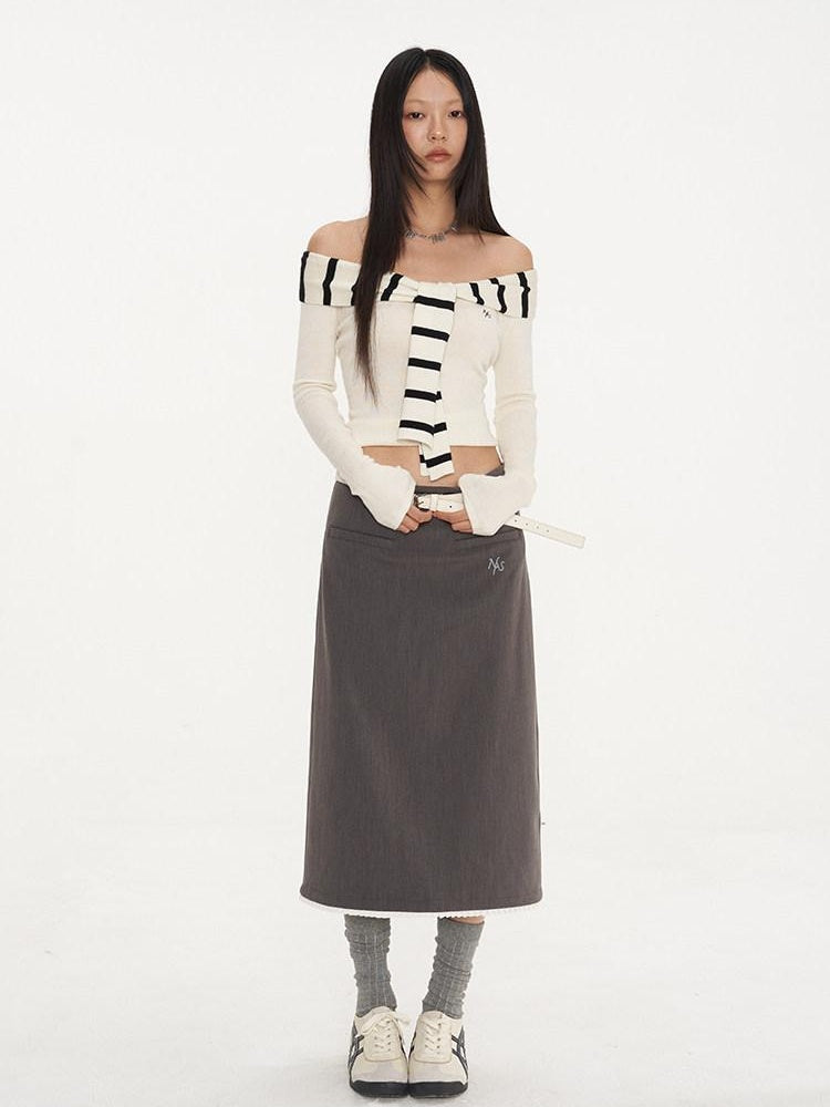 NAWSNOTAWEAR Lined Stretch Viscose Blend Mid Waist Pencil Straight Office Casual Midi Skirts
