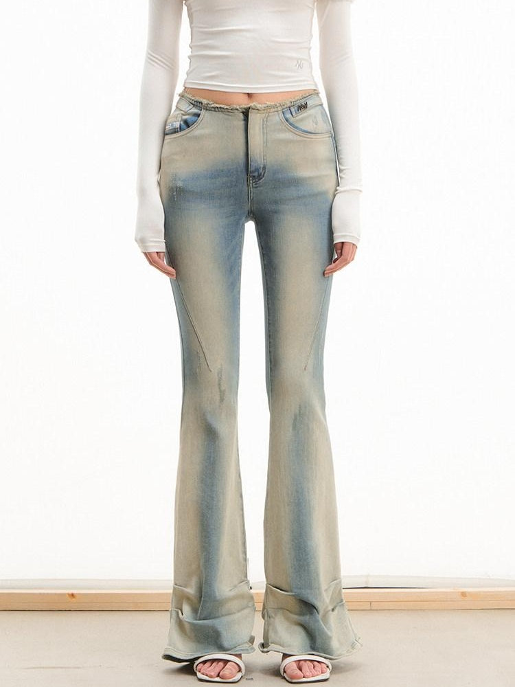 NAWSNOTAWEAR Low Rise Micro Stretch Slim Fit Washed Women Spectrum Blue Flared Jeans