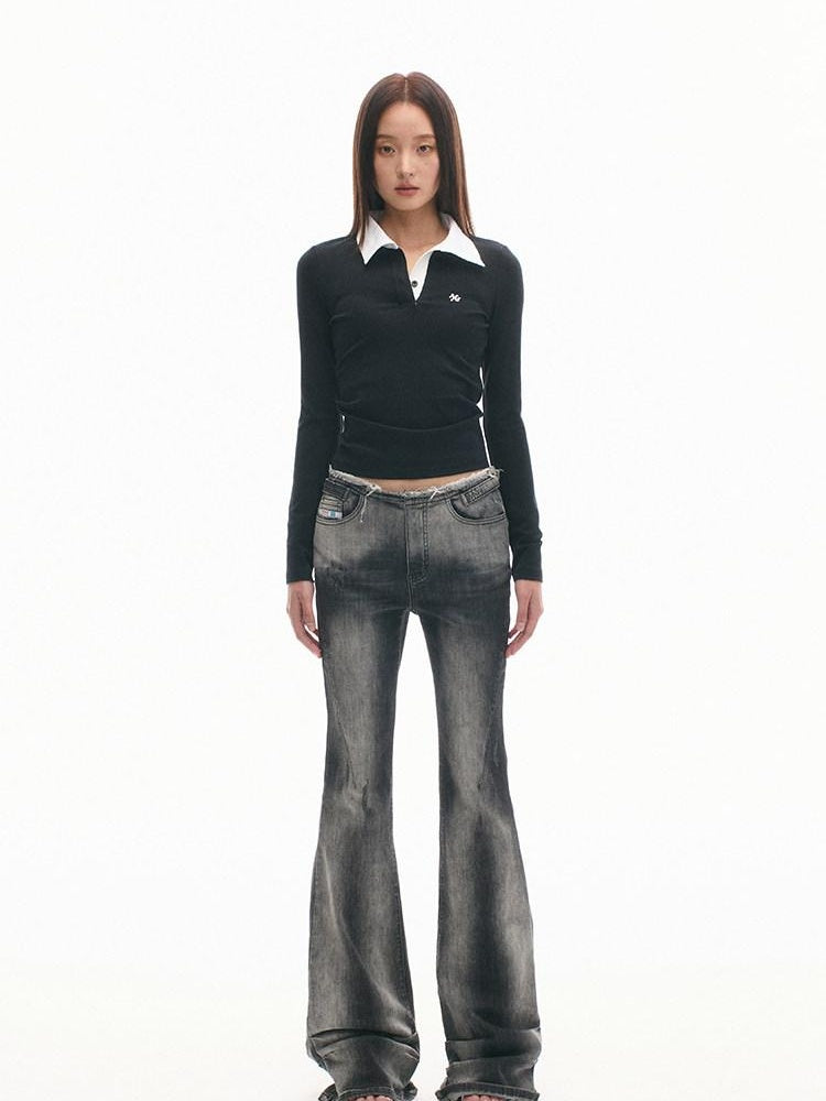 NAWSNOTAWEAR Low Rise Micro Stretch Slim Fit Washed Women Spectrum Blue Flared Jeans