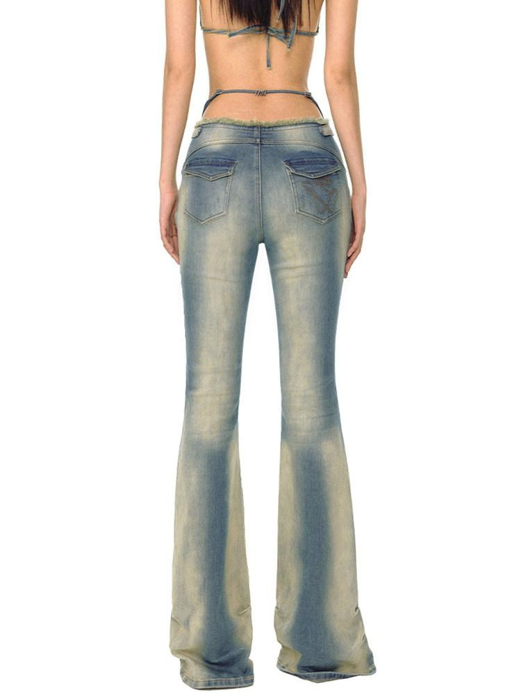NAWSNOTAWEAR Low Rise Micro Stretch Slim Fit Washed Women Spectrum Blue Flared Jeans