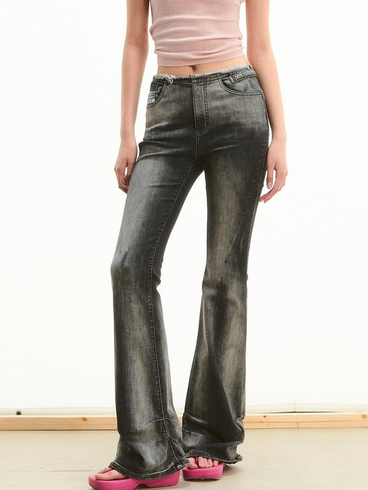 NAWSNOTAWEAR Low Rise Micro Stretch Slim Fit Washed Women Spectrum Blue Flared Jeans