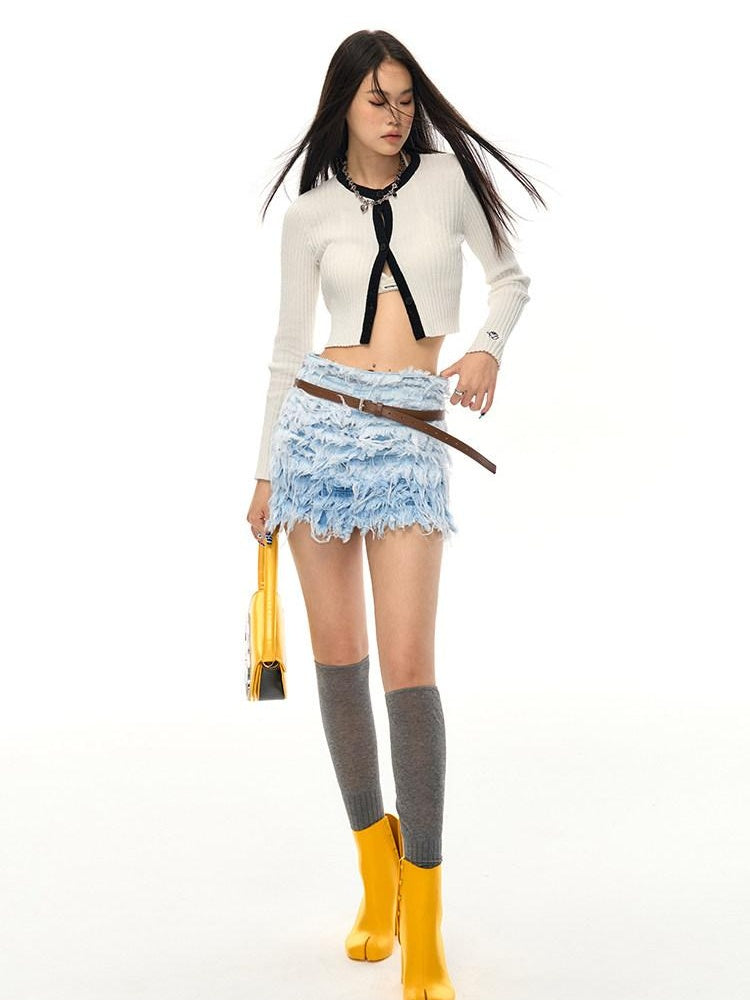 NAWSNOTAWEAR Low Waist Patchwork Cotton Aline Commuter Short Glacier Blue Mini Skirts