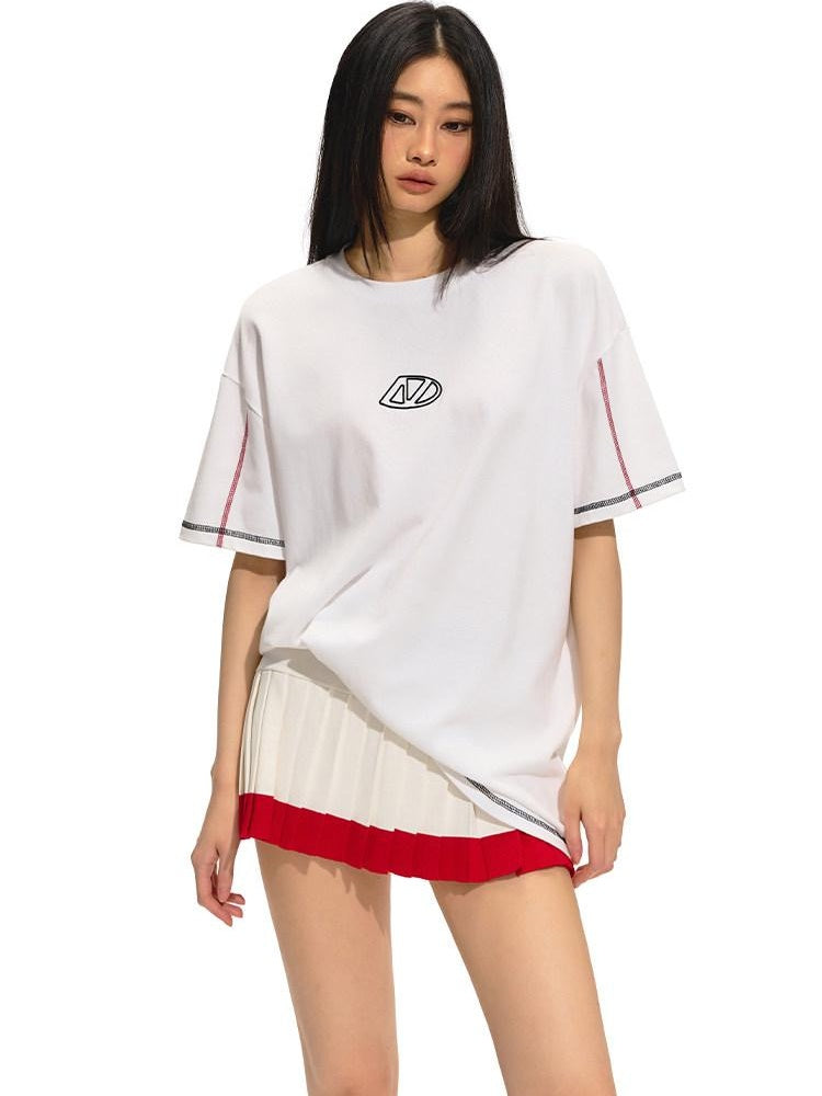 NAWSNOTAWEAR Low Waist Pleated A Line Commuter Women Diamond Red White Mini Skirts
