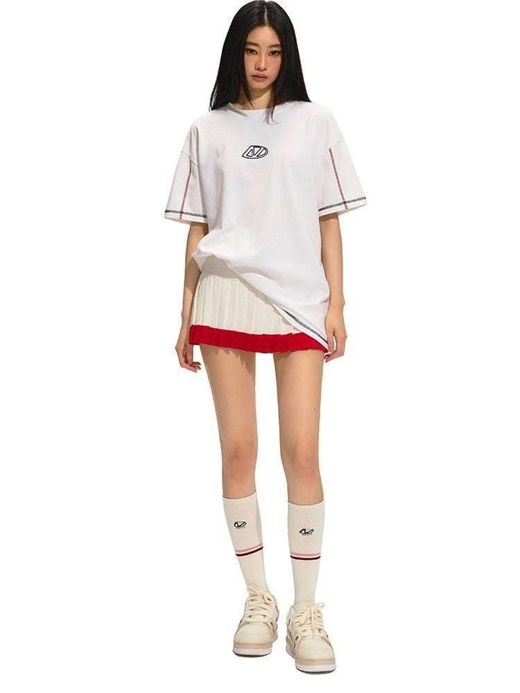 NAWSNOTAWEAR Low Waist Pleated A Line Commuter Women Diamond Red White Mini Skirts