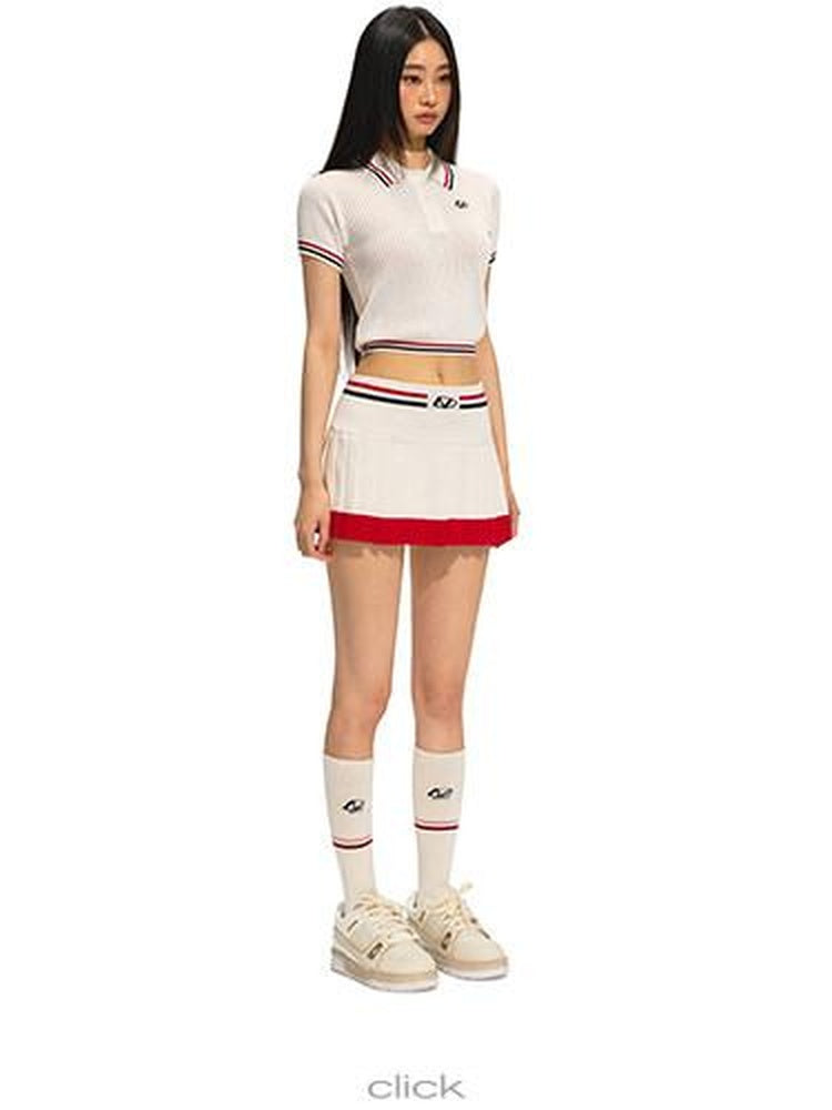 NAWSNOTAWEAR Low Waist Pleated A Line Commuter Women Diamond Red White Mini Skirts