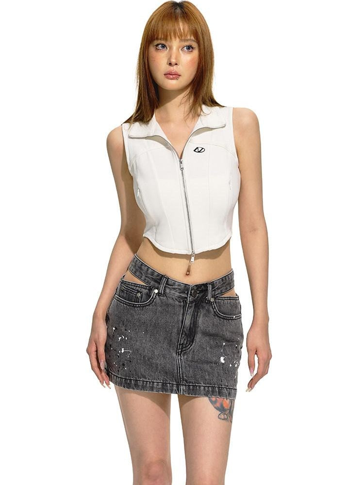 NAWSNOTAWEAR Low Waist Slim Fit A Line Commuter Cotton Twilight Gray Women Mini Skirts