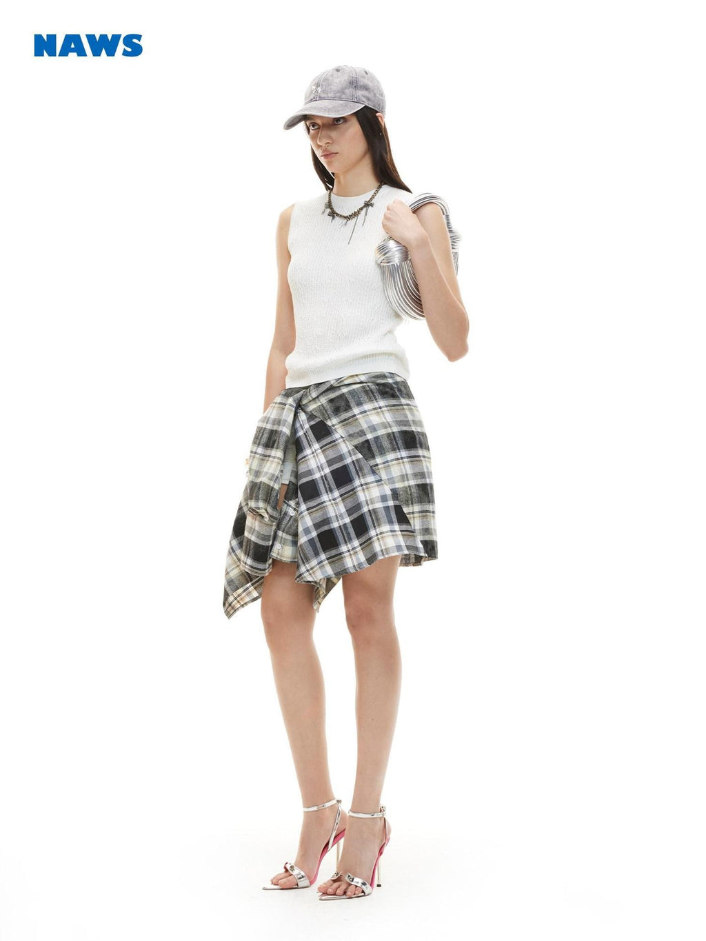 NAWSNOTAWEAR Lyocell Wool Blend High Stretch H Cut Round Neck Women Pearl White Tank Tops