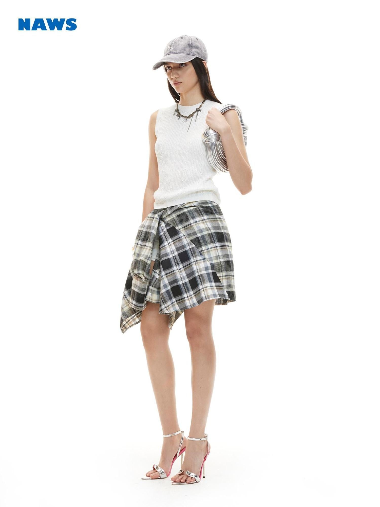 NAWSNOTAWEAR Lyocell Wool Blend High Stretch H Cut Round Neck Women Pearl White Tank Tops