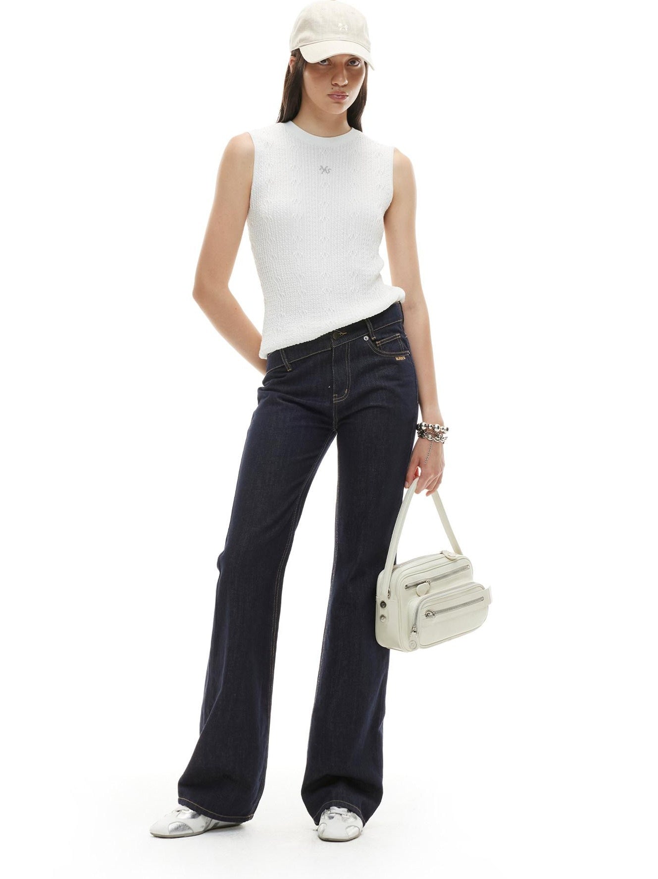 NAWSNOTAWEAR Lyocell Wool Blend High Stretch H Cut Round Neck Women Pearl White Tank Tops