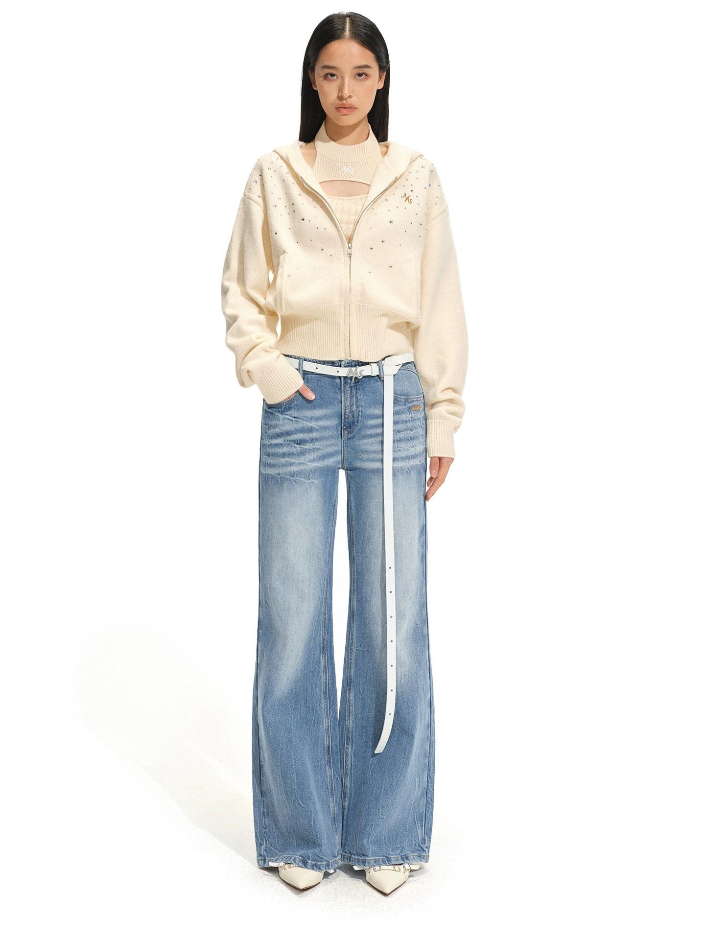 NAWSNOTAWEAR Mid Stretch Natural Waist Casual Straight Fit Mineral Blue Straight Leg Jeans