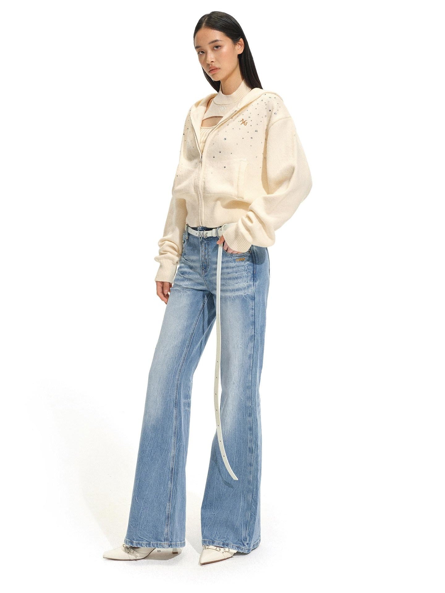 NAWSNOTAWEAR Mid Stretch Natural Waist Casual Straight Fit Mineral Blue Straight Leg Jeans