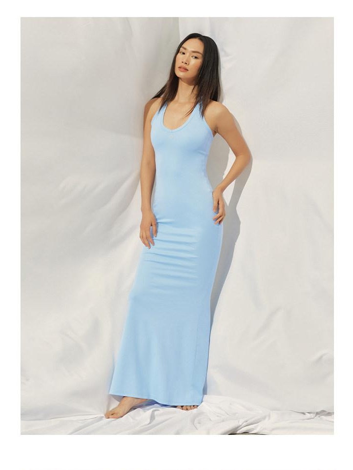NAWSNOTAWEAR Modal Blend V-neck Spaghetti Strap Bodycon Casual For Women Maxi Dresses