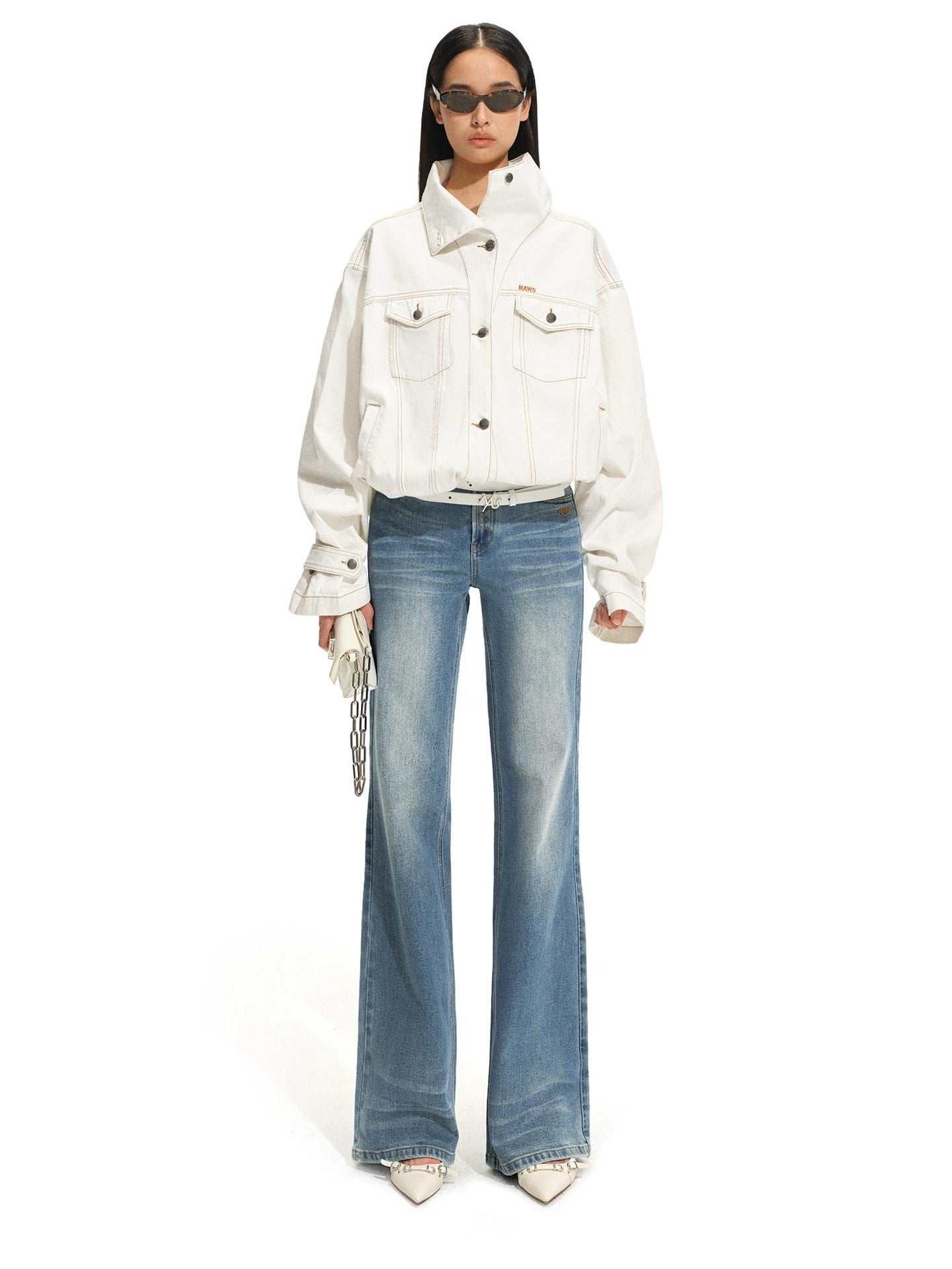 NAWSNOTAWEAR Oversized Vintage 100% Cotton Button Long Sleeve Women Blue Denim Jackets