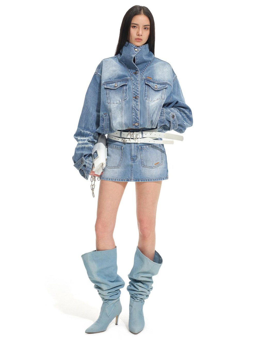 NAWSNOTAWEAR Oversized Vintage 100% Cotton Button Long Sleeve Women Blue Denim Jackets