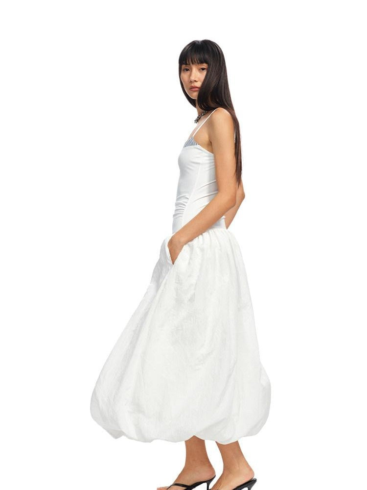 NAWSNOTAWEAR Pleated Strapless Ruffle Hem Resort Asymmetric Women Maxi Dresses