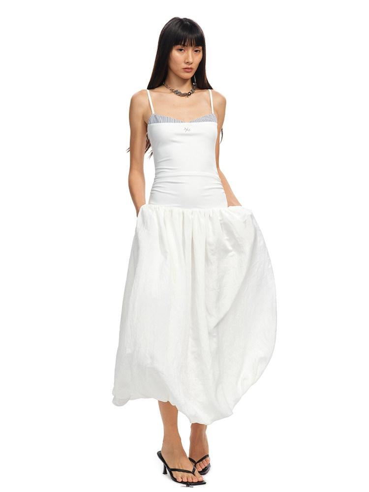 NAWSNOTAWEAR Pleated Strapless Ruffle Hem Resort Asymmetric Women Maxi Dresses