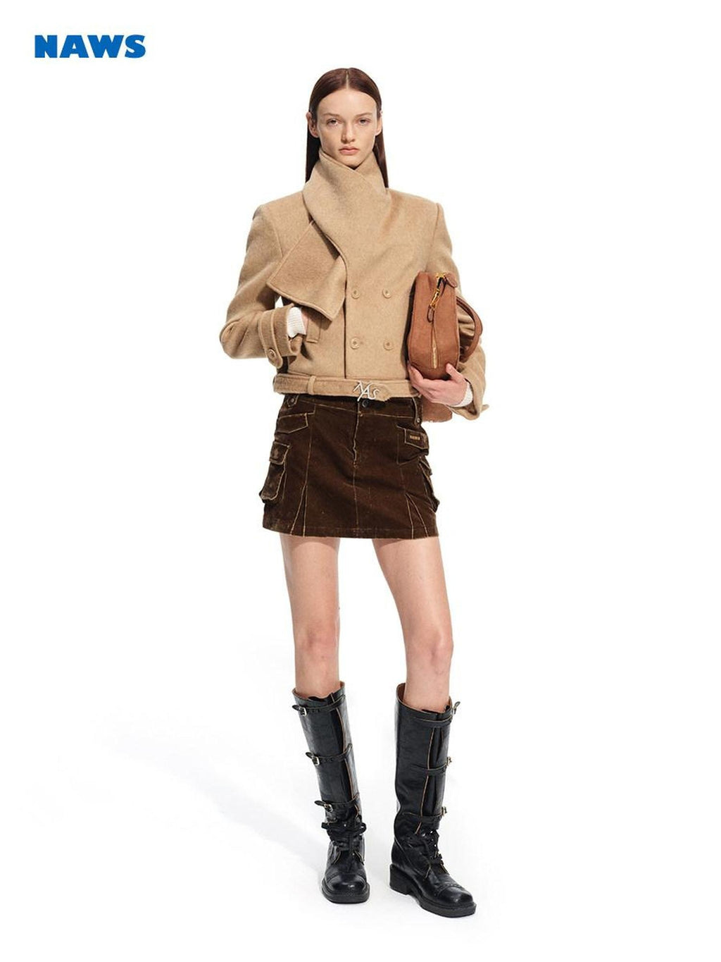 NAWSNOTAWEAR Pocketed Low Waist A Line Casual Travel Women Rust Brown Cotton Mini Skirts