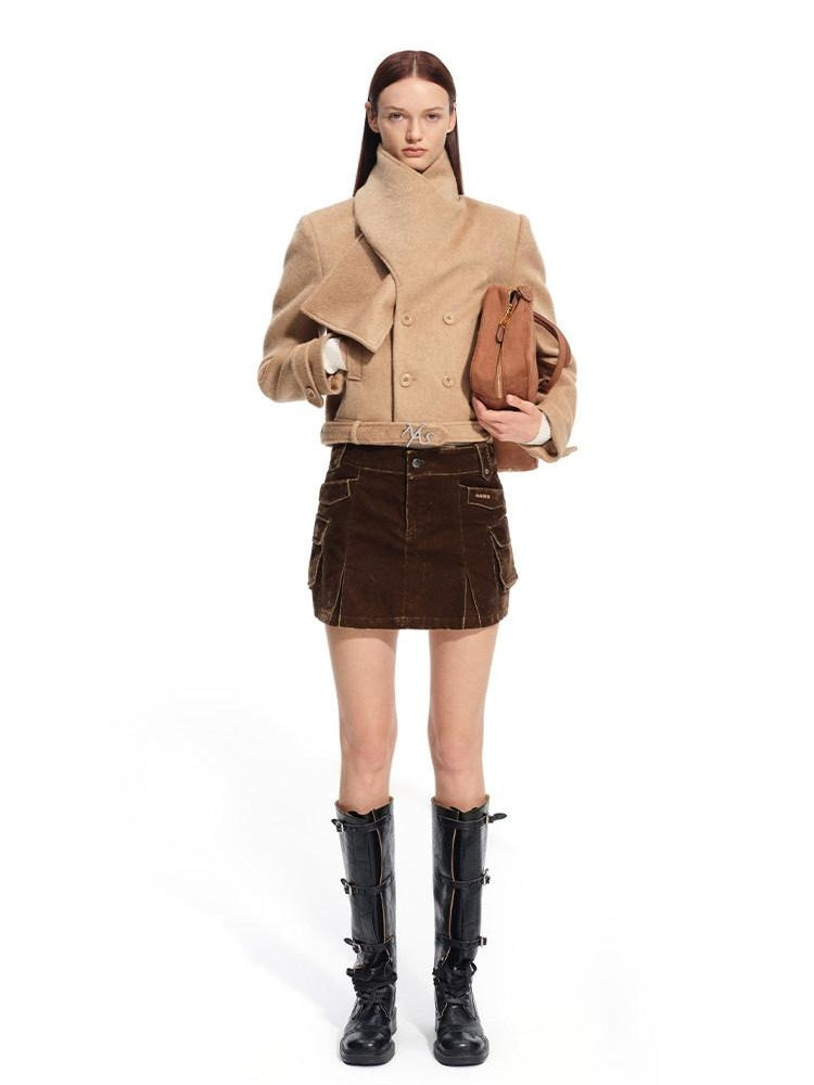 NAWSNOTAWEAR Pocketed Low Waist A Line Casual Travel Women Rust Brown Cotton Mini Skirts