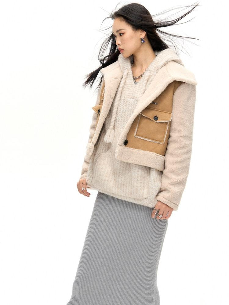 NAWSNOTAWEAR Premium Vertical Fur Trim Retro Standard Fit Women Leather Jackets