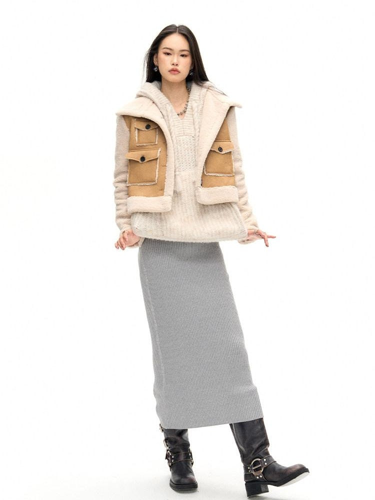 NAWSNOTAWEAR Premium Vertical Fur Trim Retro Standard Fit Women Leather Jackets