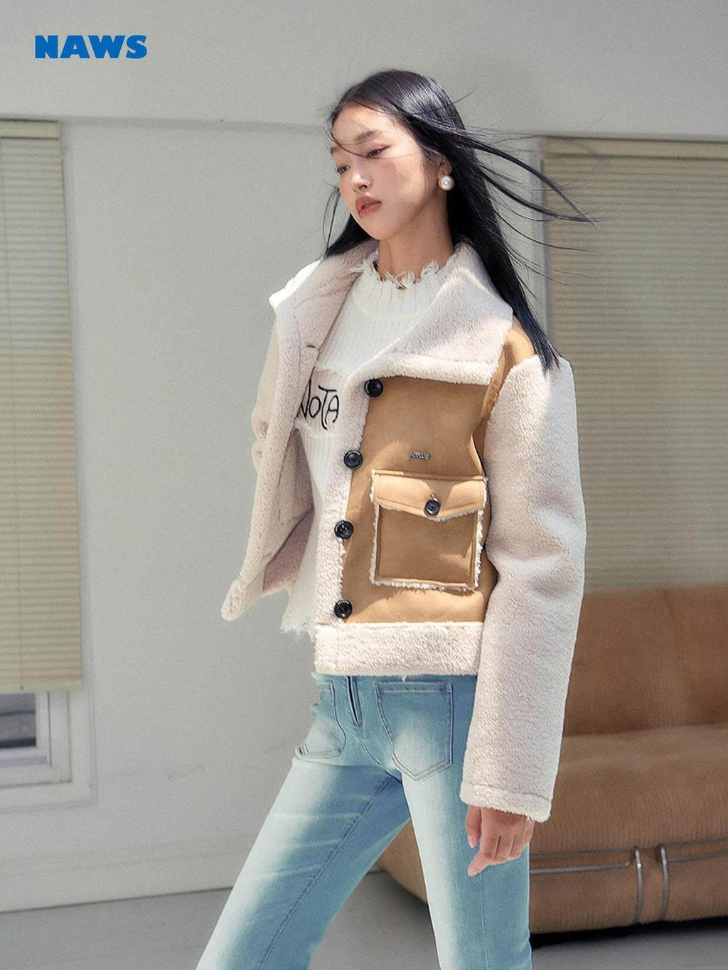 NAWSNOTAWEAR Premium Vertical Fur Trim Retro Standard Fit Women Leather Jackets