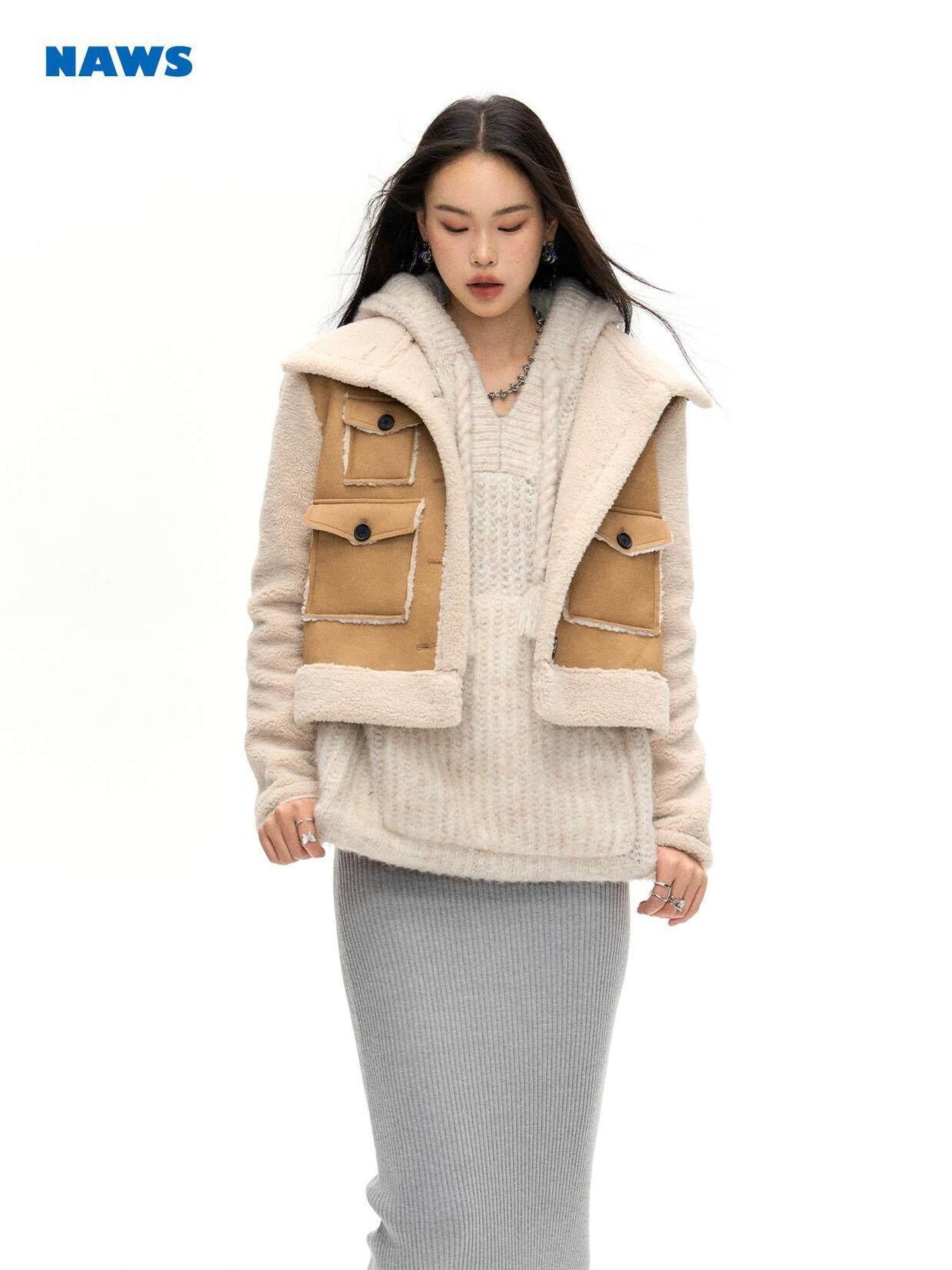 NAWSNOTAWEAR Premium Vertical Fur Trim Retro Standard Fit Women Leather Jackets