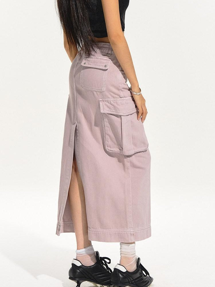 NAWSNOTAWEAR Pure Cotton Comfort Workwear Straight Pockets Mid Rise Women Casual Maxi Skirts