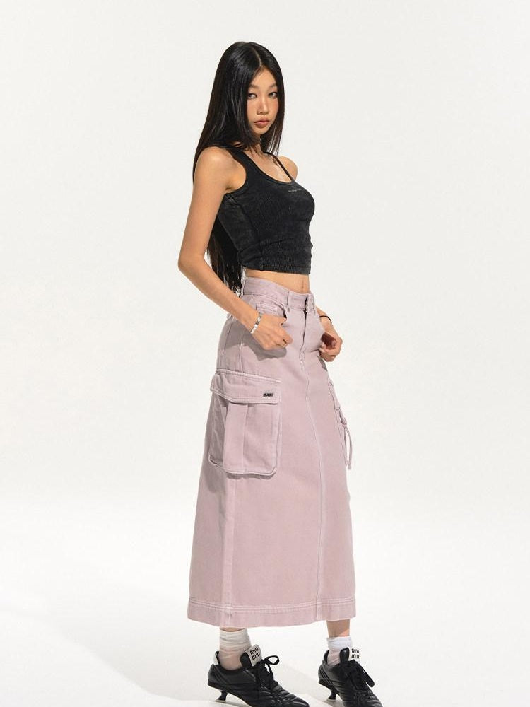NAWSNOTAWEAR Pure Cotton Comfort Workwear Straight Pockets Mid Rise Women Casual Maxi Skirts
