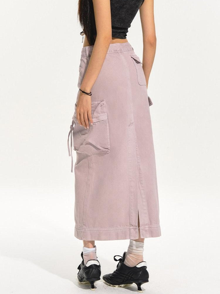 NAWSNOTAWEAR Pure Cotton Comfort Workwear Straight Pockets Mid Rise Women Casual Maxi Skirts