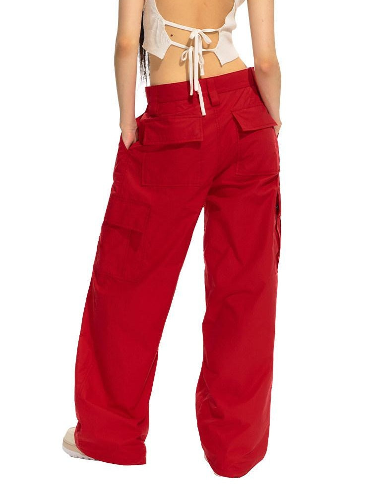 NAWSNOTAWEAR Pure Cotton Low Rise Pocket Commuter Tailored Women Casual Straight Pants