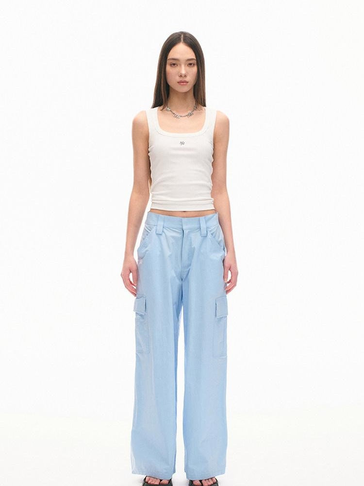 NAWSNOTAWEAR Pure Cotton Low Rise Pocket Commuter Tailored Women Casual Straight Pants