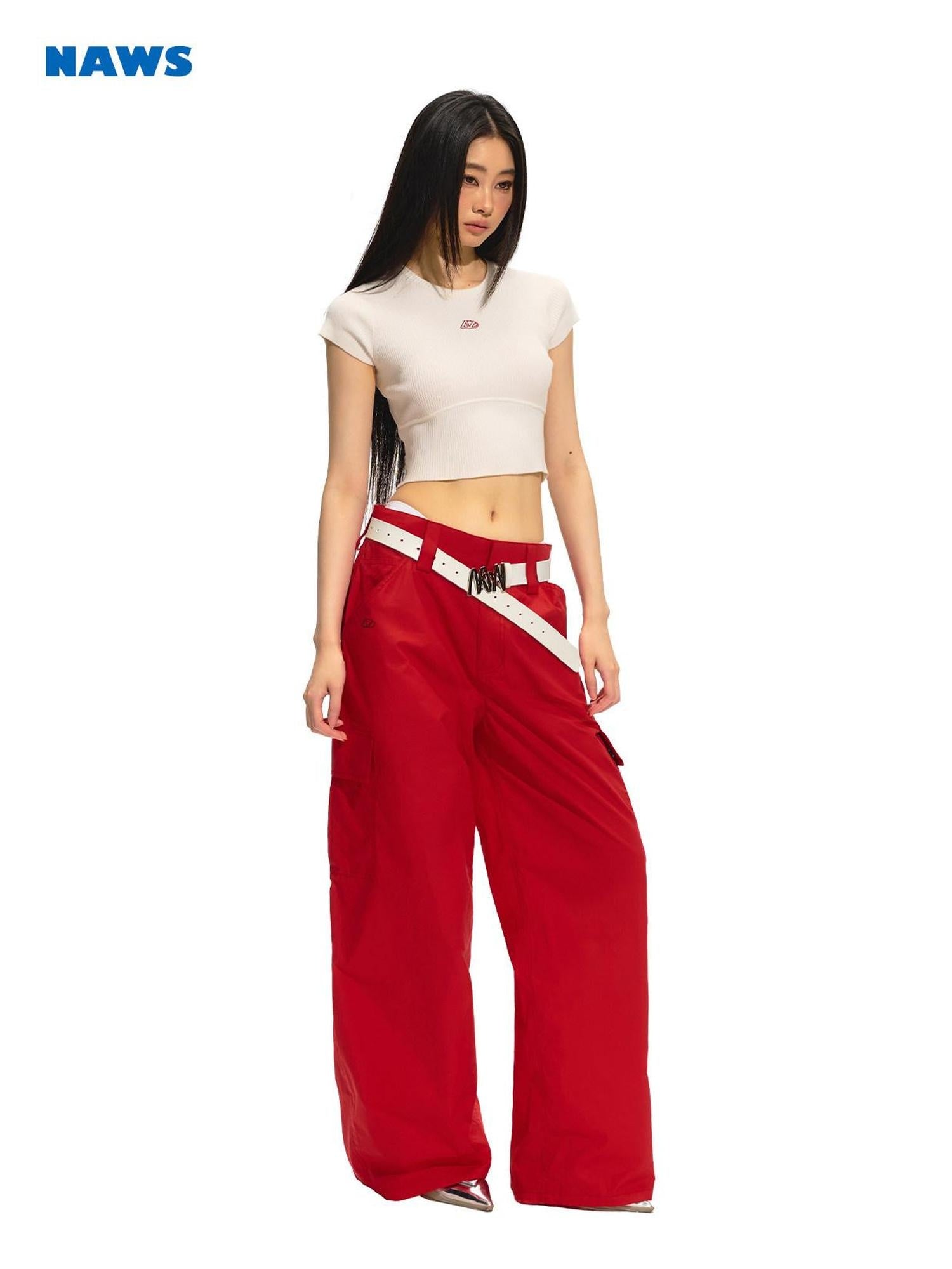 NAWSNOTAWEAR Pure Cotton Low Rise Pocket Commuter Tailored Women Casual Straight Pants