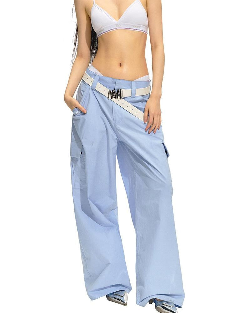 NAWSNOTAWEAR Pure Cotton Low Rise Pocket Commuter Tailored Women Casual Straight Pants