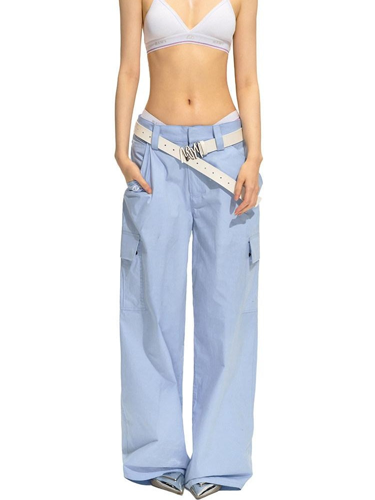 NAWSNOTAWEAR Pure Cotton Low Rise Pocket Commuter Tailored Women Casual Straight Pants