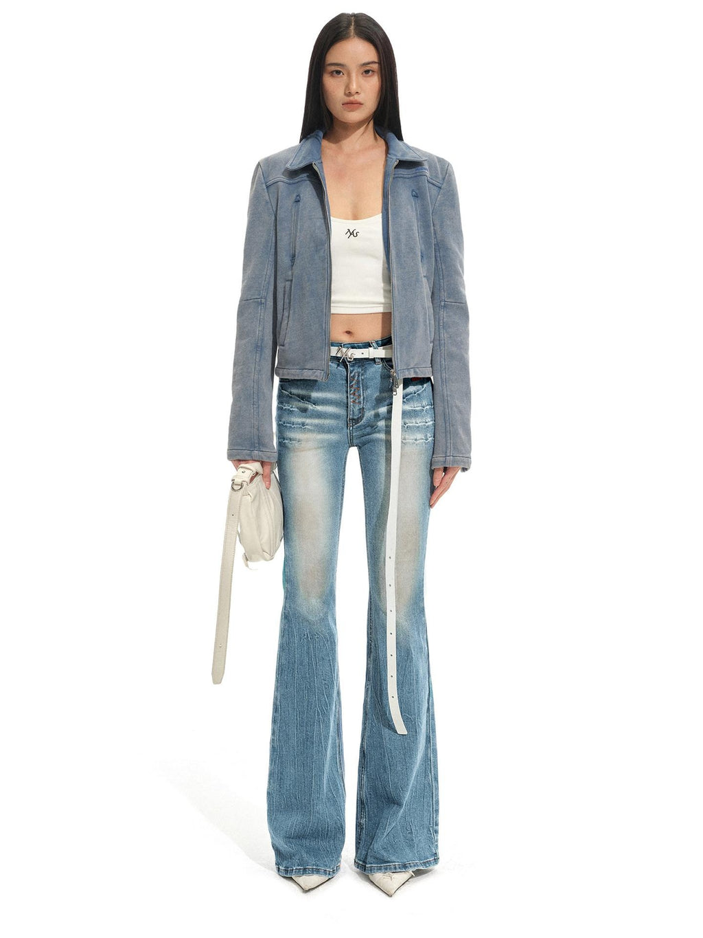 NAWSNOTAWEAR Pure Cotton Vintage Regular Fit Zip Front Women Mineral Blue Denim Jackets