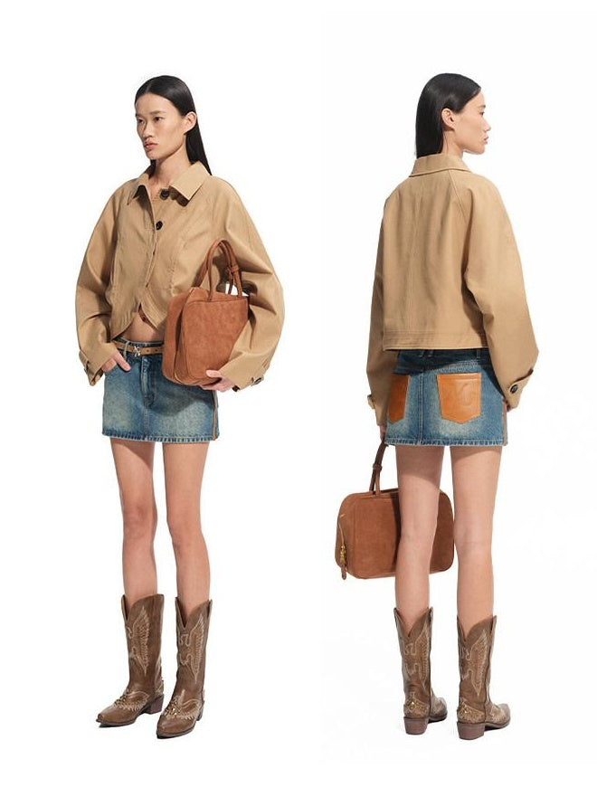 NAWSNOTAWEAR Quick Dry Casual Button Front Short Length Women Cotton Lyocell Cropped Jackets
