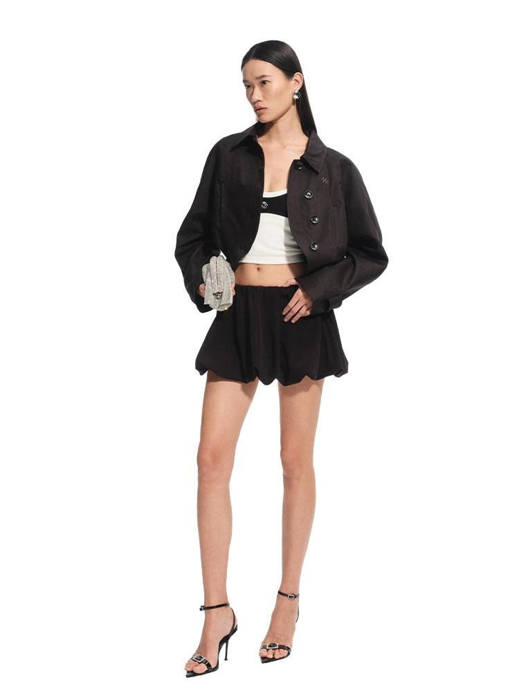 NAWSNOTAWEAR Quick Dry Casual Button Front Short Length Women Cotton Lyocell Cropped Jackets