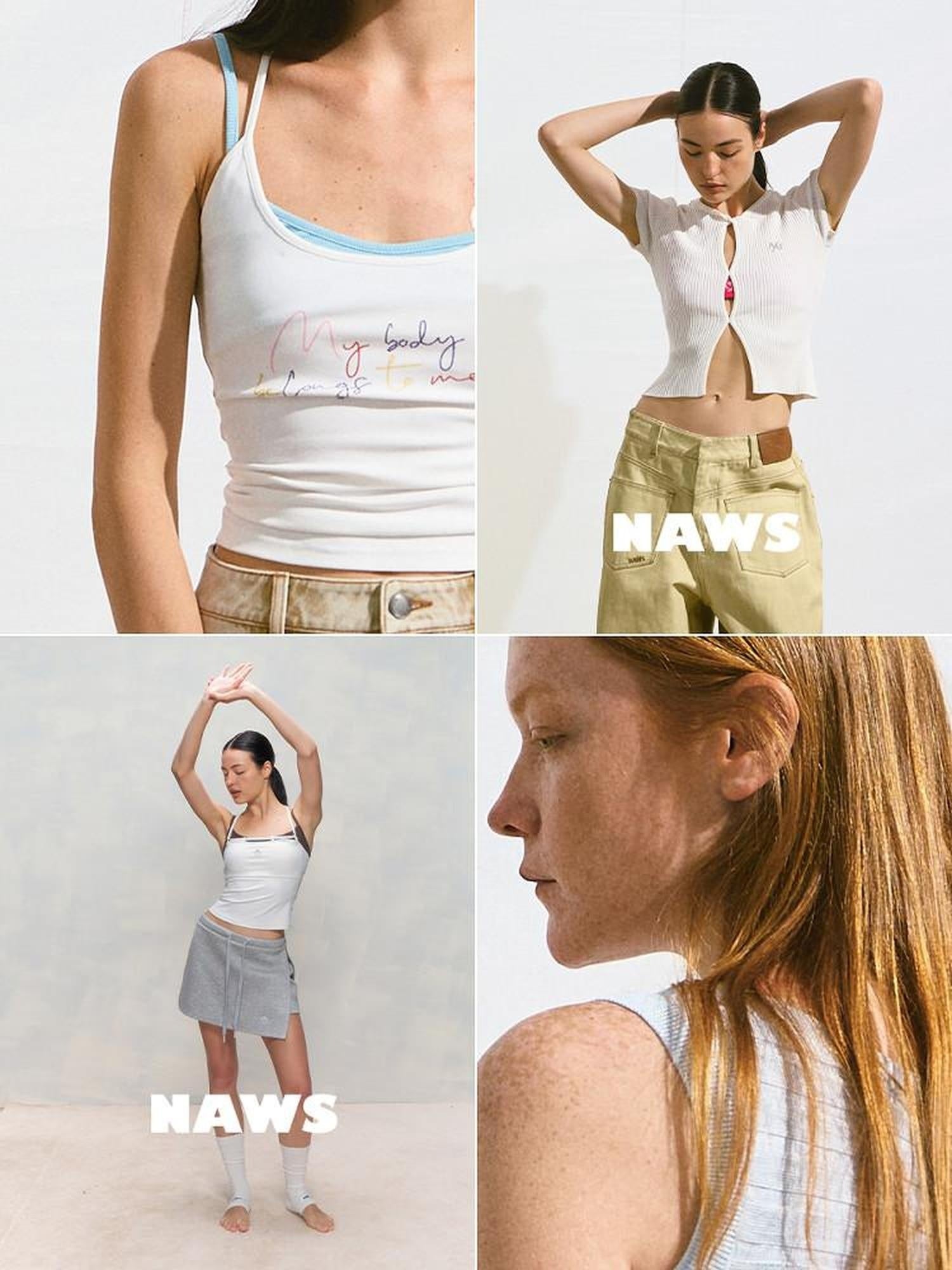 NAWSNOTAWEAR Romantic Slim Spaghetti Strap No Padding Cotton Blend Women Solid Camisoles