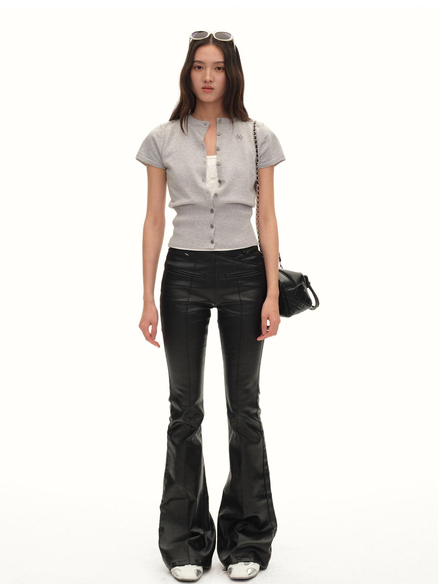 NAWSNOTAWEAR Shape Retaining Vintage Slim Natural Waist Mid Stretch Solid Black Flared Jeans