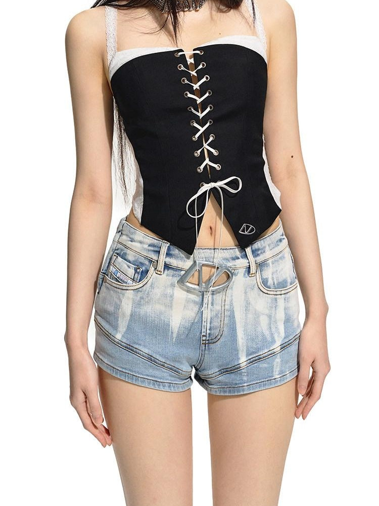 NAWSNOTAWEAR Slim Fit Natural Waist Non Stretch Sky Blue Women Denim Shorts