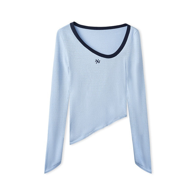 NAWSNOTAWEAR_Slim_Fit_Nylon_Blend_Crew_Neck_Office_Women_Long_Sleeve_T-Shirts_MISSTT
