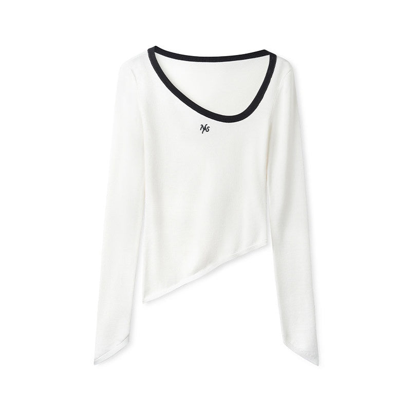 NAWSNOTAWEAR_Slim_Fit_Nylon_Blend_Crew_Neck_Office_Women_Long_Sleeve_T-Shirts_MISSTT