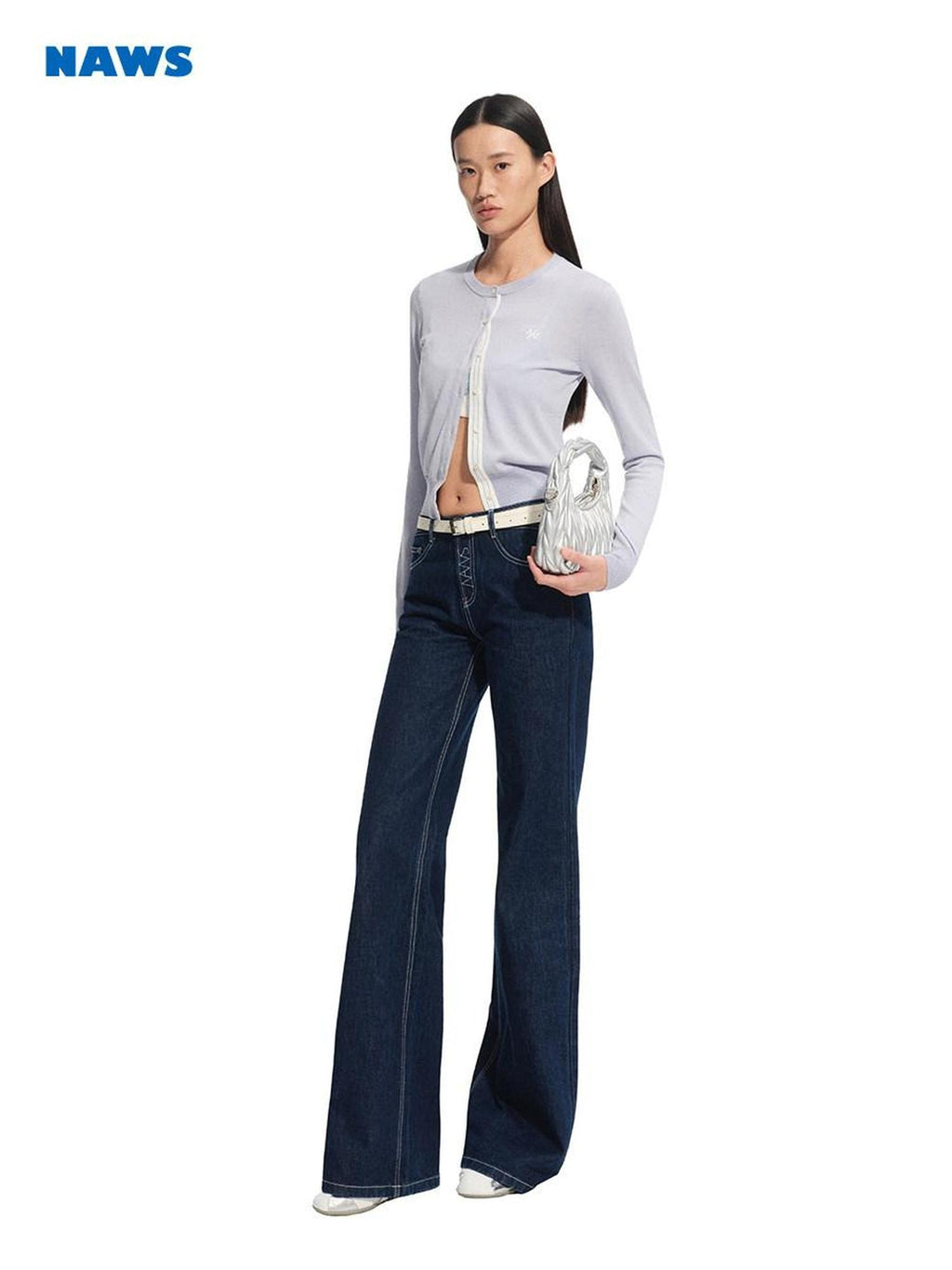NAWSNOTAWEAR Slim Fit Slight Stretch Mid Rise Women Dark Indigo Straight Leg Jeans