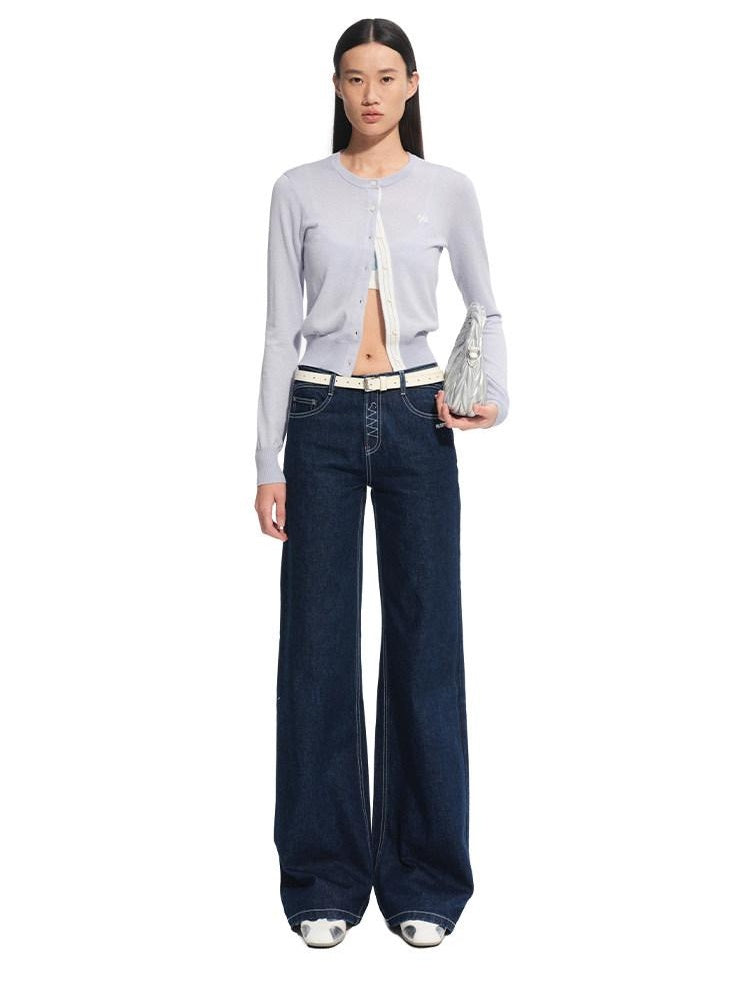 NAWSNOTAWEAR Slim Fit Slight Stretch Mid Rise Women Dark Indigo Straight Leg Jeans