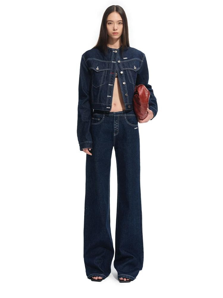 NAWSNOTAWEAR Slim Fit Slight Stretch Mid Rise Women Dark Indigo Straight Leg Jeans