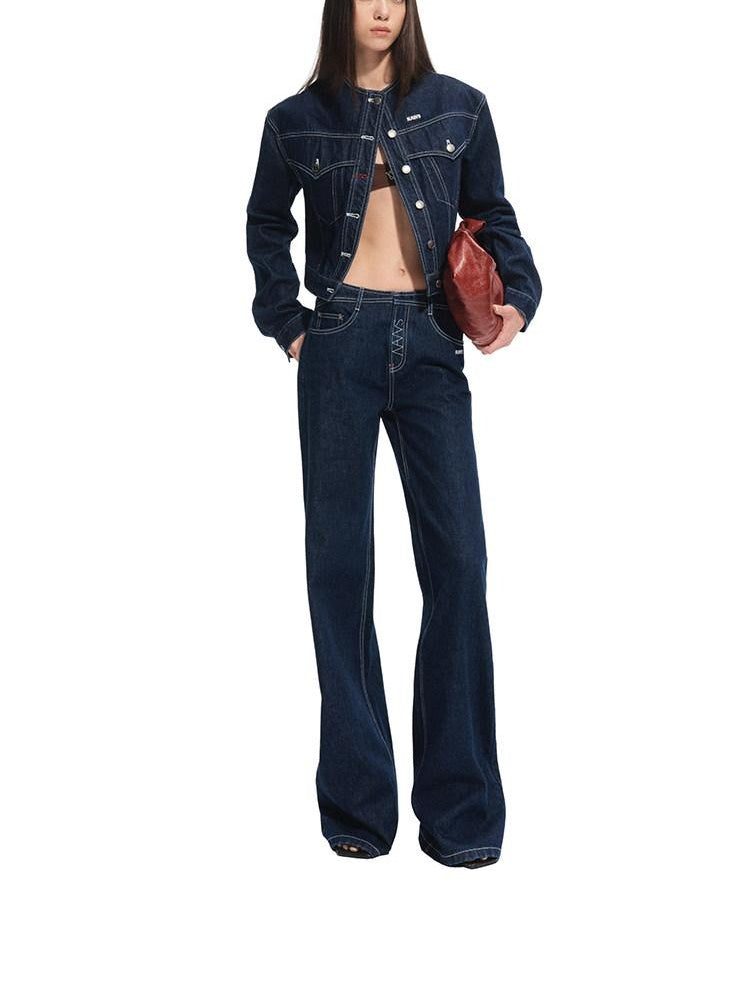 NAWSNOTAWEAR Slim Fit Slight Stretch Mid Rise Women Dark Indigo Straight Leg Jeans